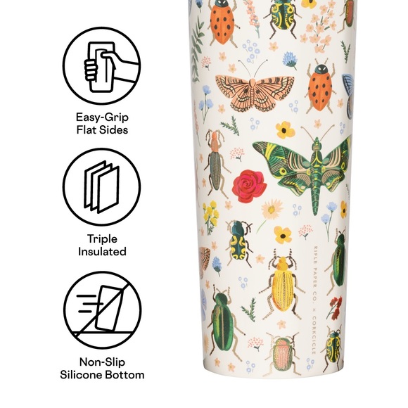 NIB Corkcicle 20oz Lidded Canteen “Curio Cream” Rifle Paper Co, 11” Tall - Picture 6 of 7